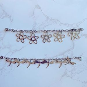 Fashion Bracelets 2 pcs. Silver color. 7.5” Length each one.